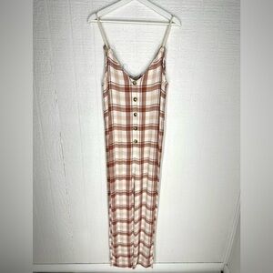 Asos checker jumpsuit button front with rope straps size 10